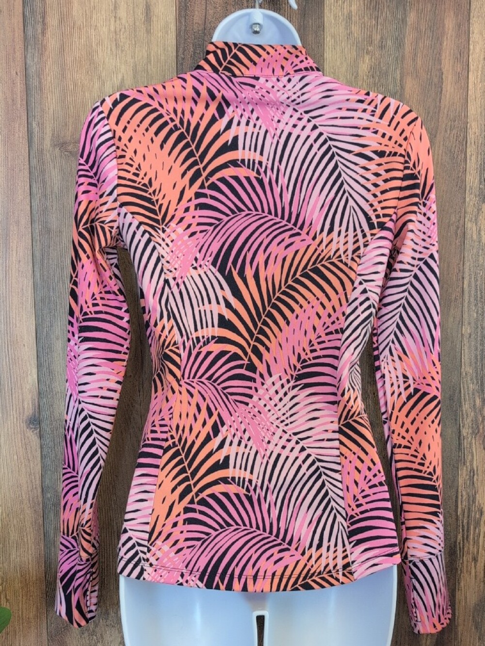 Tommy Bahama Island Zone Palm-Print Quarter Zip Long-Sleeve Top XS     698A - Picture 4 of 6